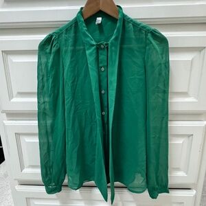 American Apparel Green Chiffon Blouse Size XS